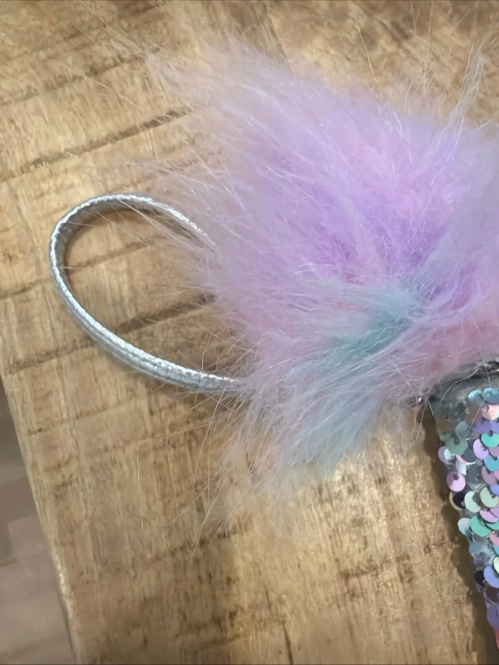 Justice Pastel Sequin Coin Purse with Fluffy Pom Pom